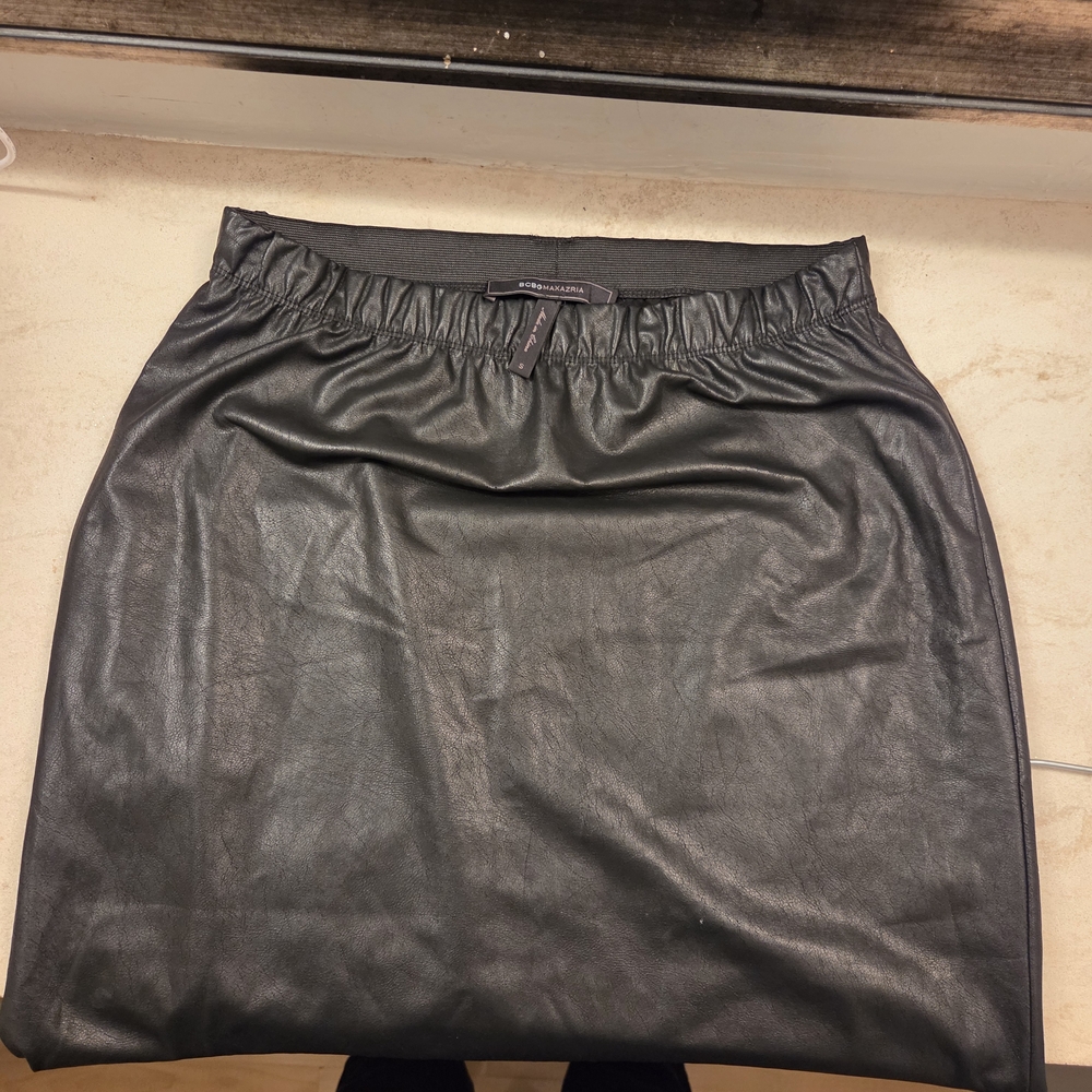 BCBGMaxAzria Black Leather Pencil Skirt